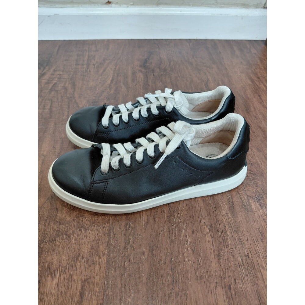 TORY BURCH Howell Court Black & White Laced Up Leather Sneakers Sz 7.5M